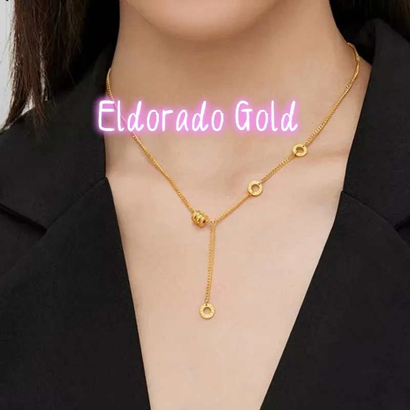 

Eldorado Gold 2025 2025Ladies' Personalized Design AU750 18K Real Lock Bone Chain Small Waist Necklace Pendant Jewelry Gif