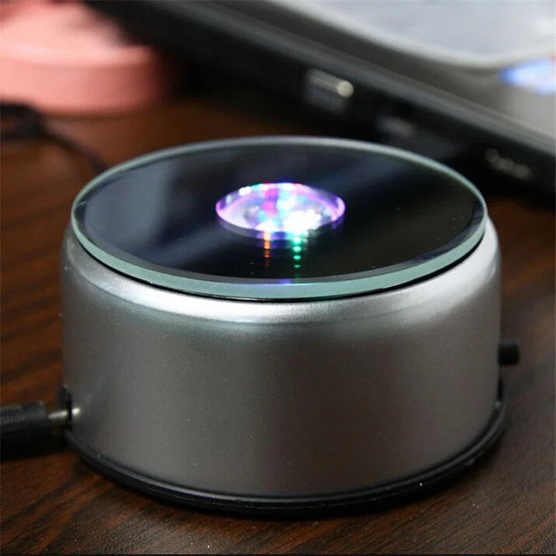 Light Colorful Round Stand Base 4 LED Luminous Lamp Base for Cocktail Crystal Glass Transparent Objects Display Lighting