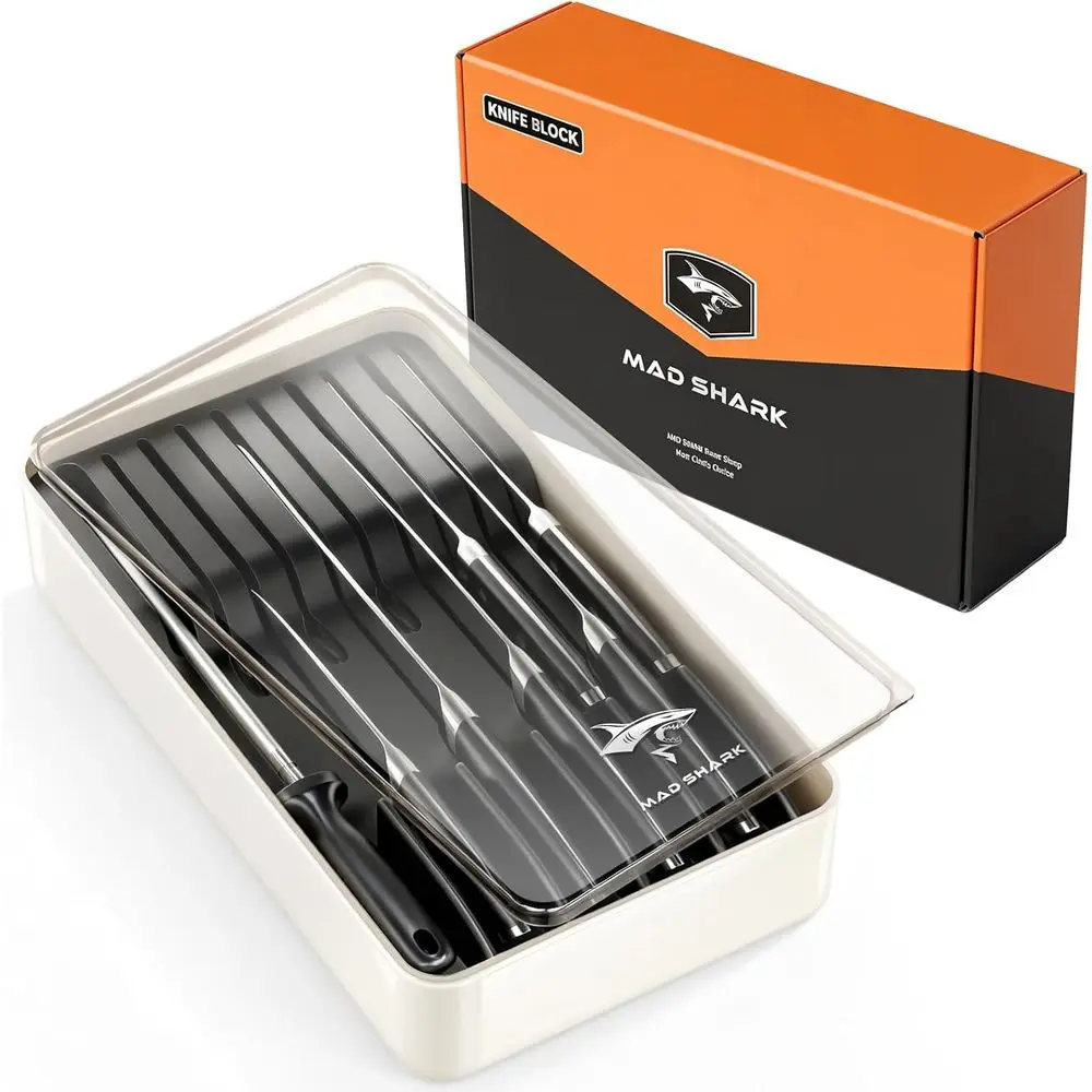 

Detachable Knie Block & Silverware Organizer, 10 Knives, BPA-free, Blade-Safe Slots, Save Counter Space, Kitchen or Counter Stor