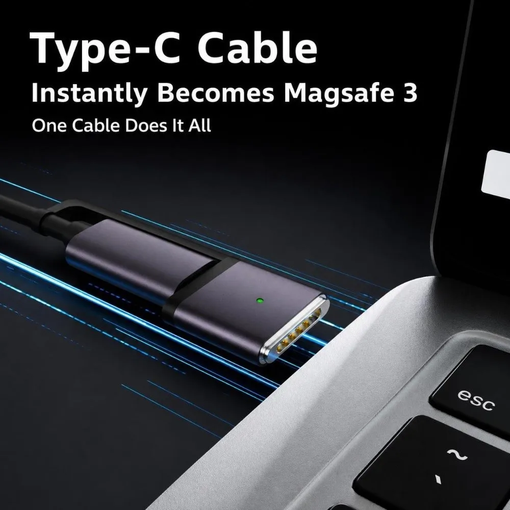 USB Type-C 3 in 1 Data Cable for Magsafe 3 PD 100W Charging Cable 480Mbps 150cm Data Cord for Apple Watch/MacBook/iPhone