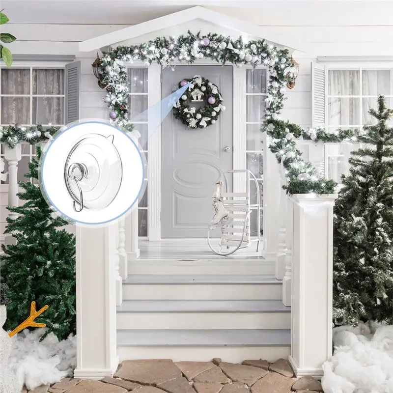 ABMS-Large 8 قطعة خطاف لاصق 6 سنتيمتر أكواب شفط شفافة مع خطافات معدنية لا حاجة للثقب وقابلة لإعادة الاستخدام