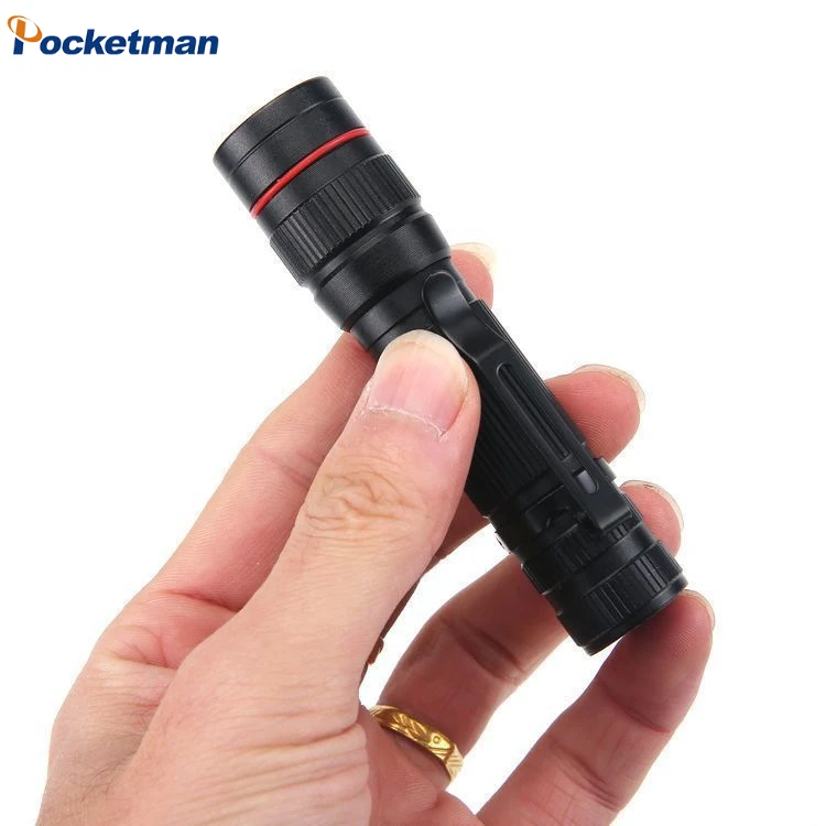 strong light Flashlight Portable Waterproof Zoom handlight LED Pocket Small Penlight 3Modes handlamp Projector Black for camping