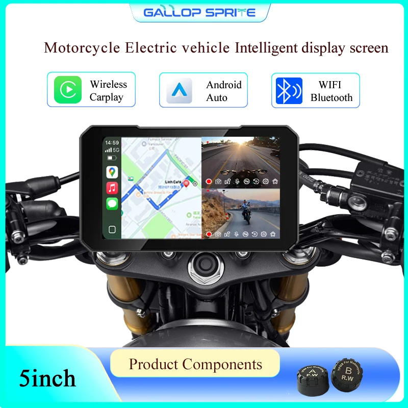 

Gallop Sprite 5 inch Motorcycle Navigation Display Screen Carplay Android Auto Portable Digital Dashboard IP67 Waterproof BT