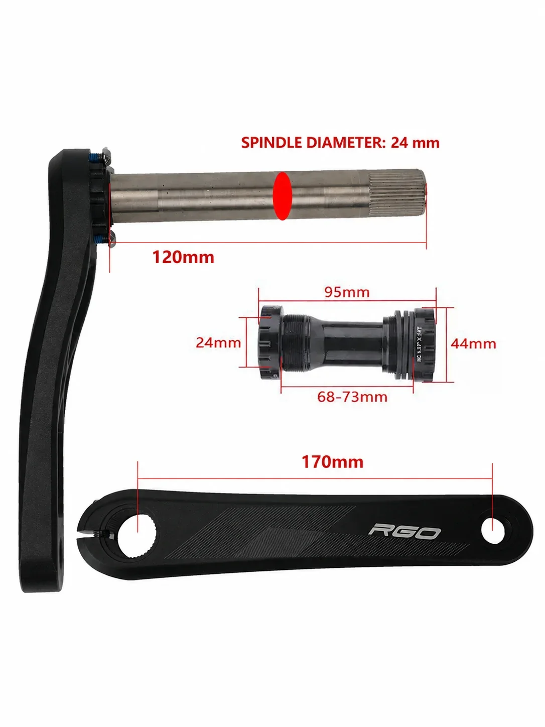 RGO 1 X 10 11 12-Gang-Kurbelgarnitur Eagle Tooth für MTB XC / TR / AM 170 mm, 32T/34T/36T, BB68/73 Kettenblatt – Detail 4