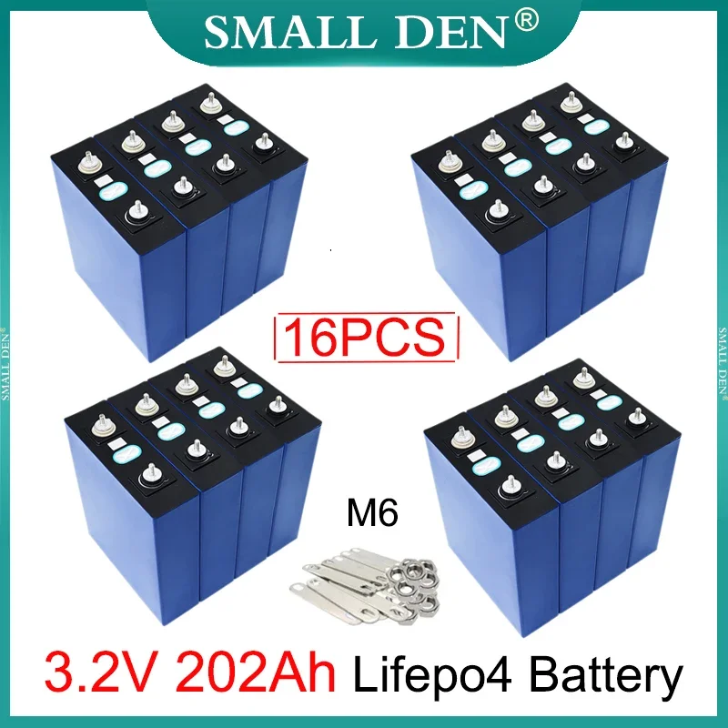 

16PCS New 3.2V 200Ah 202Ah Lifepo4 Battery DIY 12V 24V 48V E-Car Boat RV Golf Cart Inverter Solar Lithium Iron Phosphate Cells