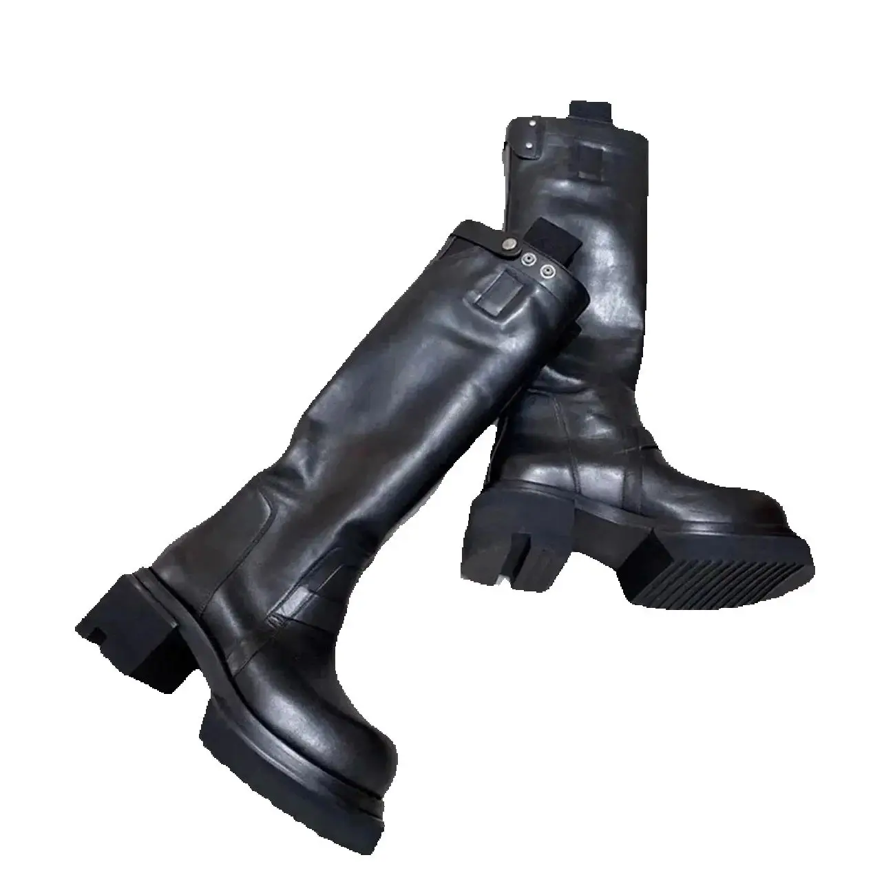 

Handmade 7cm Thick Sole Knee High Platform Bogun Genuine Leather High Street Cowhide Boots
