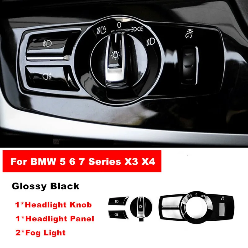 

Глянцевая черная панель переключателя фар, замена кнопки противотуманных фар для BMW 5 6 7 серии X3 X4 F10 F11 F18 F25 F26 F01 F02