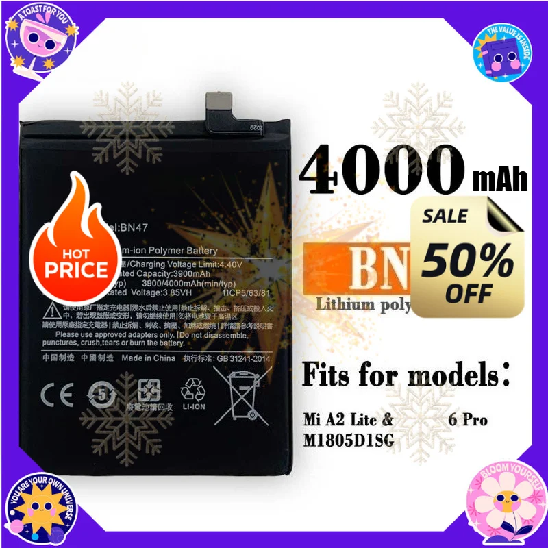 SWZY BN51 BN54 BN47 Battery for Xiaomi Redmi 8/8A DUAL/for Redmi Note9 /9/poco M2/10X 4G/for Mi A2 Lite/for Redmi 6Pro Battery