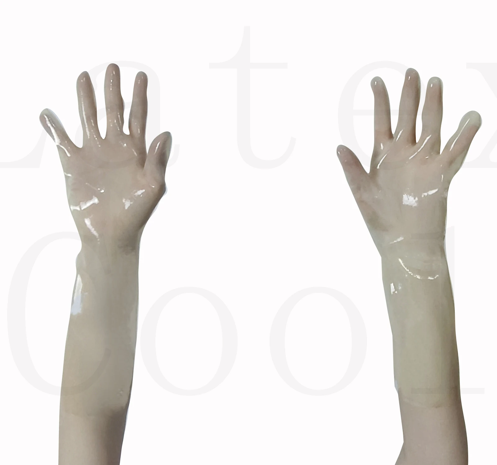 

100% Latex transparent short gloves Size S-XL 0.4mm rubber Gummi