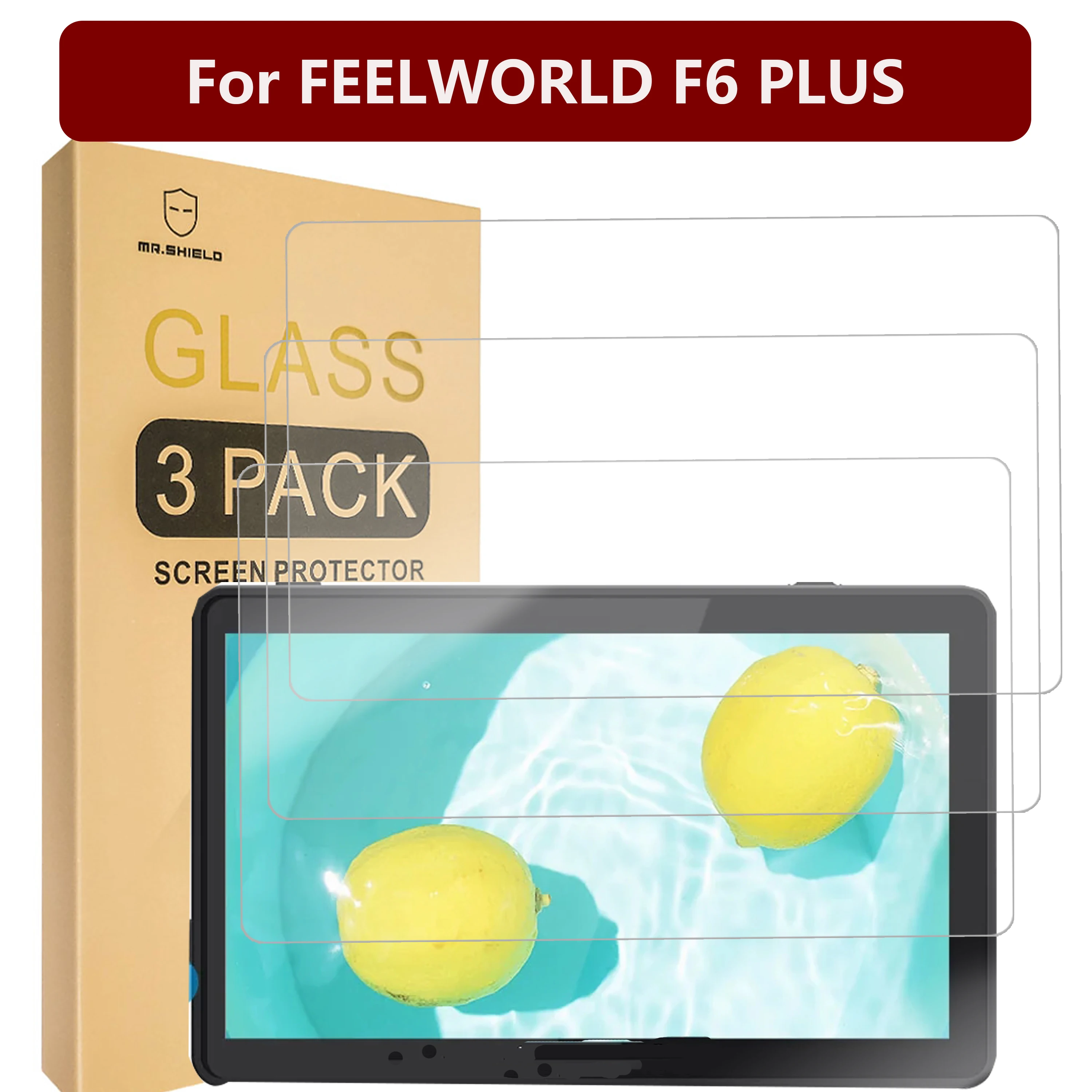 Mr.Shield [3-PACK] واقي شاشة لـ FEELWORLD F6 PLUS [زجاج مقسى] [زجاج ياباني مع 9H صلابة] واقي شاشة