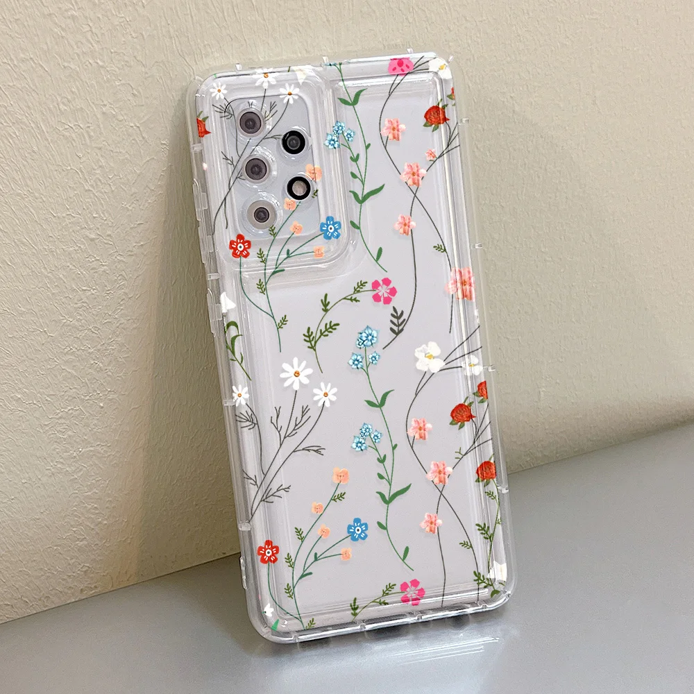 Miękkie etui dla Samsung A54 5G A55 A34 A33 A53 A15 A14 A13 A05 A52 A32 A23 A24 A73 S24 Ultra S23 Plus S21 S22 S20 FE Flower Cover