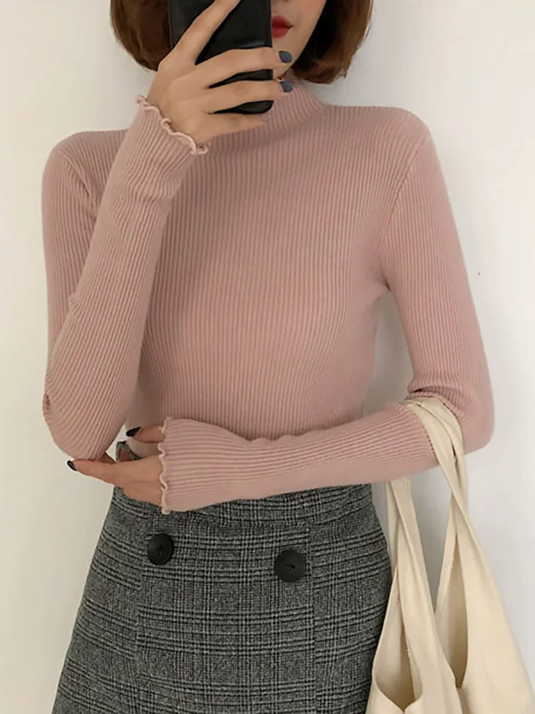 Turtleneck Knitted Female Casual Pullover Women Autumn Winter Tops Korean Sweaters Fashion 2024 Women Sweater Jumper Pull Femme