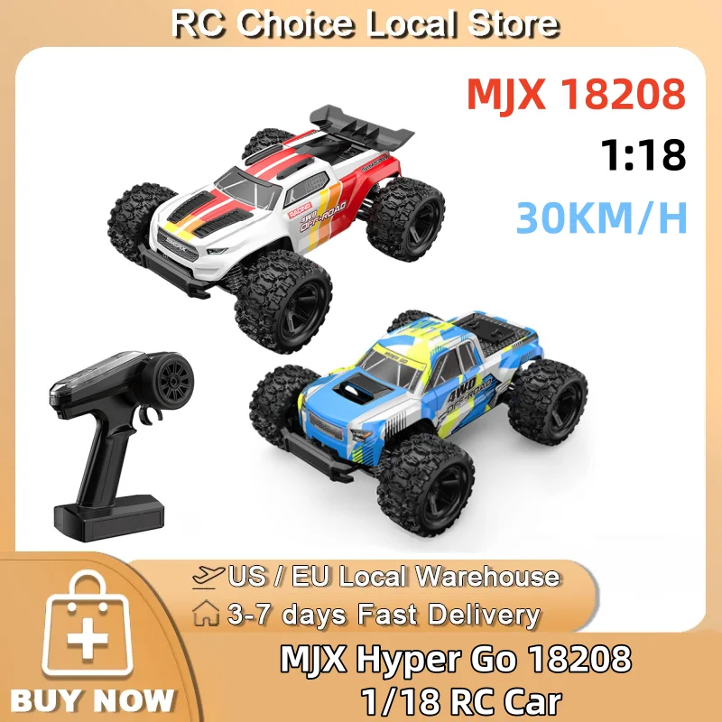 

MJX Hyper Go 18208 1/18 Monster Truck 4WD 30km/h Off Road Vehicle 2.4G Remote Control RC Car Toy Gift for Birthday Christmas