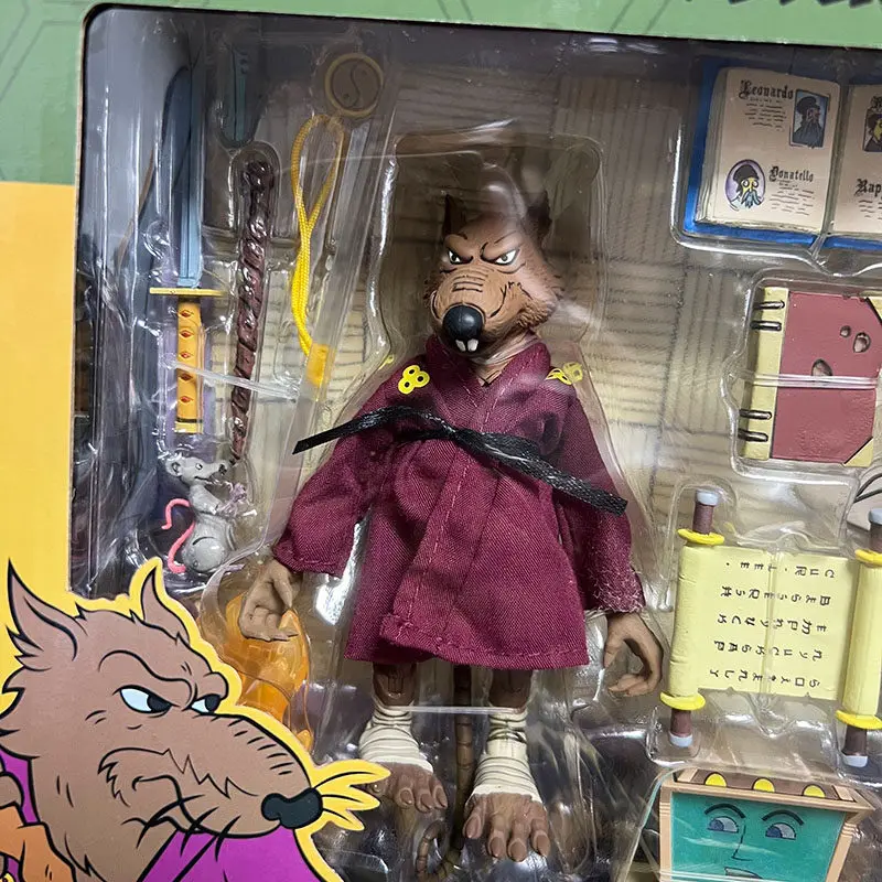 Genuine NECA Teenage Mutant Ninja Turtles Animated Version Splinter & Baxter Stockman 7-Inch Articulated Action Figure Model