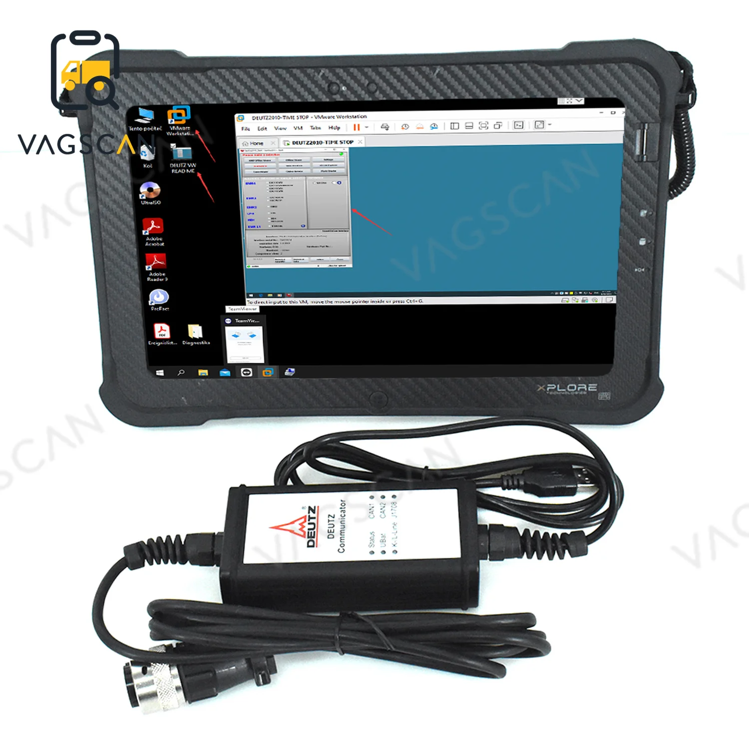 

Xplore tablet For Deutz diagnositic tool SerDia 2010 LEVEL 4-6 DECOM controll Interface Support CAN, K/L-Line programming