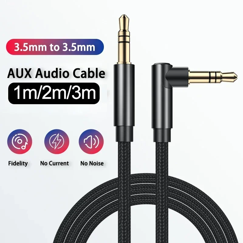 0,5/1/2/3 Meter Ultra Lange 3,5mm Aux Audio Kabel Rechten Winkel Stecker auf Stecker hilfs Jack HiFi Kabel Für Auto Telefon Kopfhörer