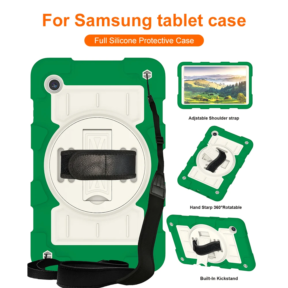 

For Samsung Galaxy Tab A9 8.7in A9 Plus 11in Cover Stand Shockproof Tablet Case Silicon With Screen Protector Heavy Duty Cover