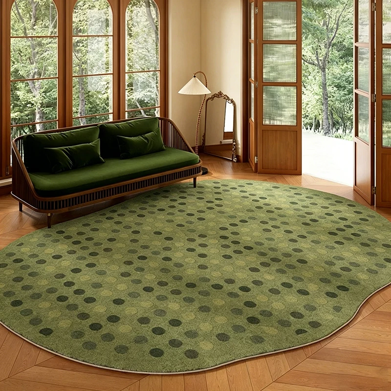 Living Room Rug Soft Comfortable Faux Cashmere Floor Mat Large Sized Green Irregularly Shaped Carpet Retro Style Home Decor Rugs