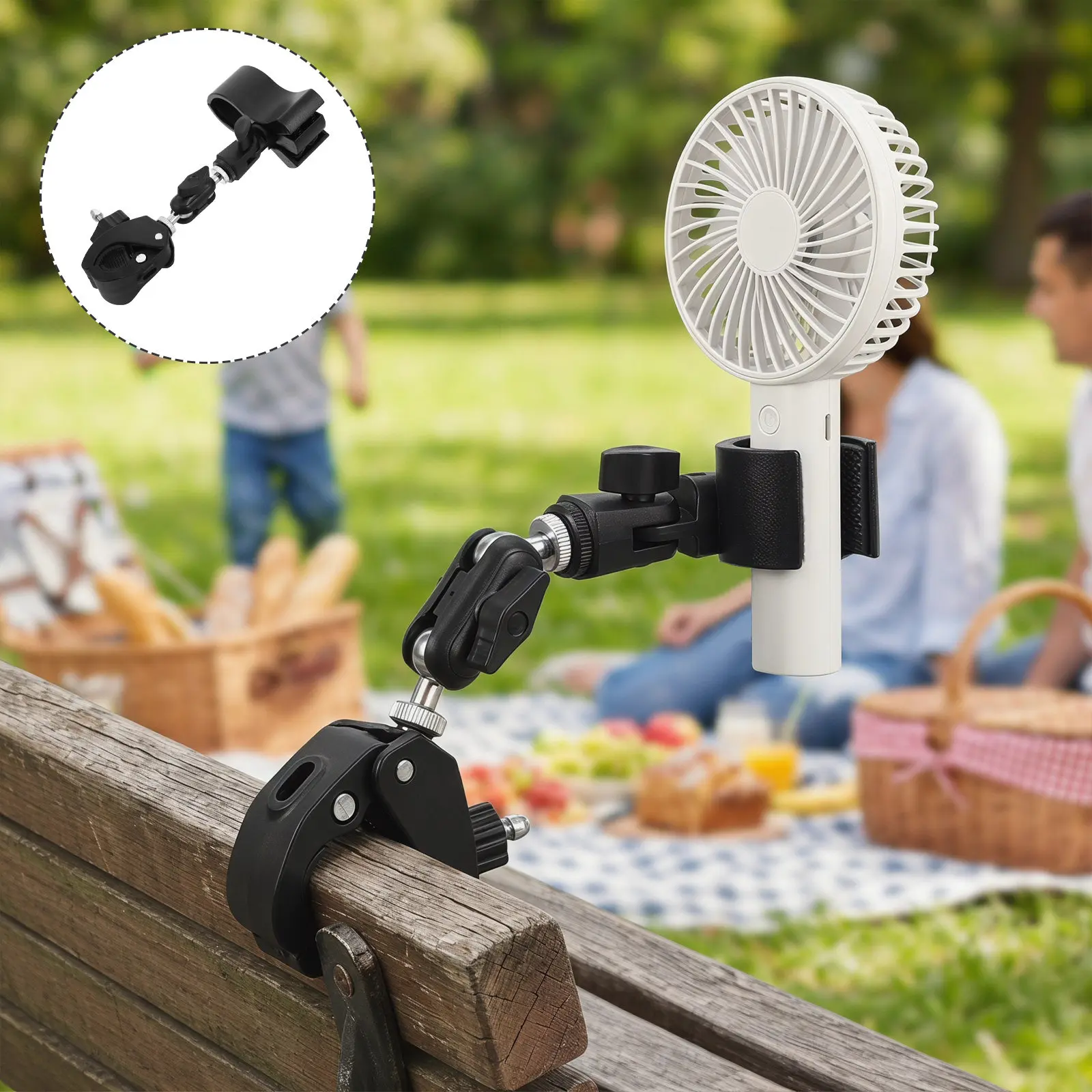 Fan Clamp Attachment for Stroller 16-60Mm Universal Flexible Fan Mount Baby Stroller Clip Portable Cooling Travel Accessory
