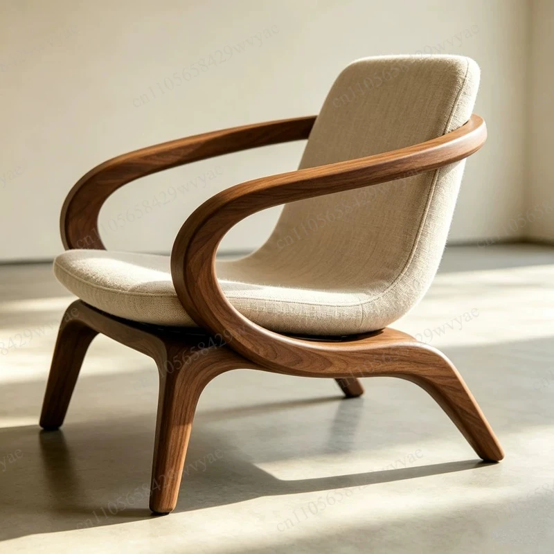 

Ming-style New Chinese Single Chair Black Walnut Natural Wood Balcony Leisure Custom Chair