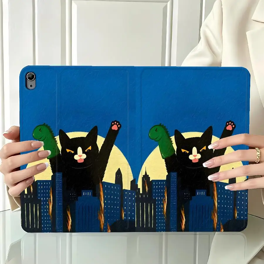 with Pencil Slot Case for Xiaomi Pad 6s Pro 7 Ultra Pad 5 6 7 8 Pro Redmi Pad SE K Pad 8.8 9.7 12.4 Inch Fashionable Black Cat
