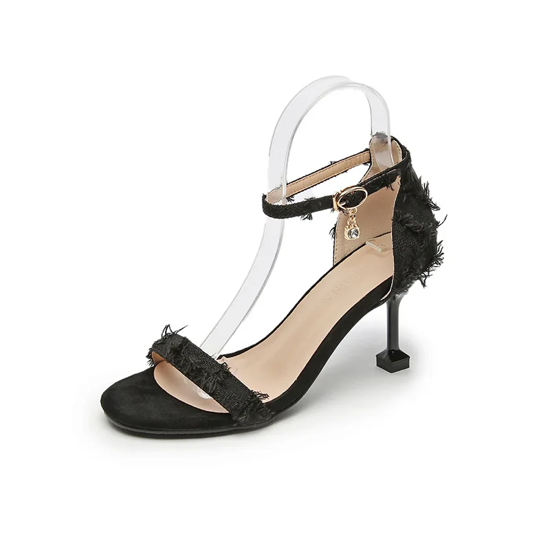 

Size 30-44 High Heels Sandals Women Summer Shoes Open Toe Black Heels