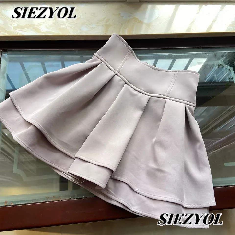 

High Waist Solid Color Short Skirt Japanese Cute Girl Versatile Mine Mass Production Sweet Mini Y2k Pleated Skirts Culottes