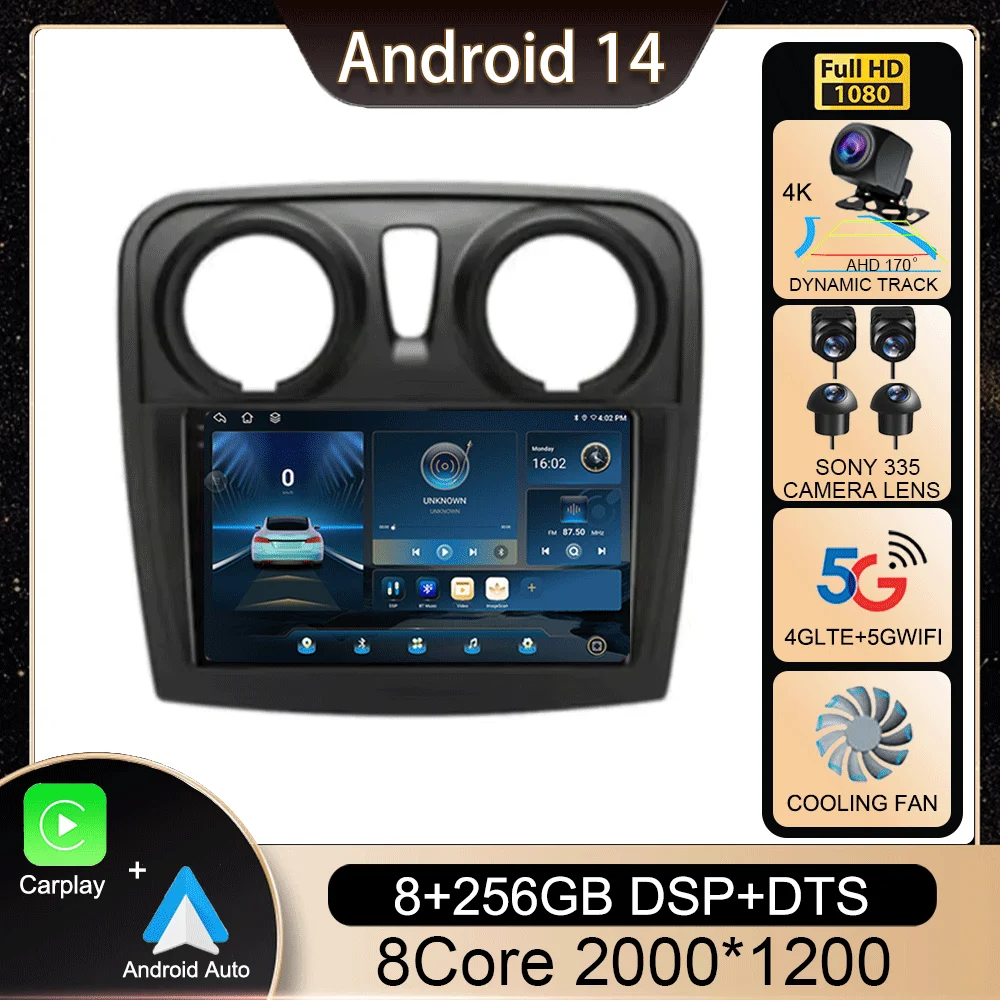 

Android 14 Carplay Auto Car Radio For Renault Logan 2 Sandero 2 2012-2019 Multimedia Video Player GPS Stereo 2 Din DVD Head Unit