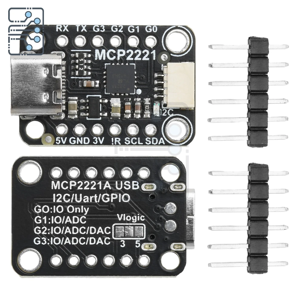 USB to GPIO ADC/I2C adapter module TYPE-C interface 3V MCP2221A adapter module pin header not welded