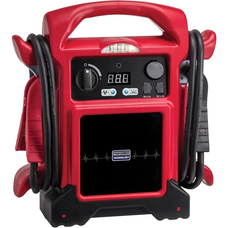 JNC770R 1700 Peak Amp Premium 12 Volt Jump Starter Bundle - Red
