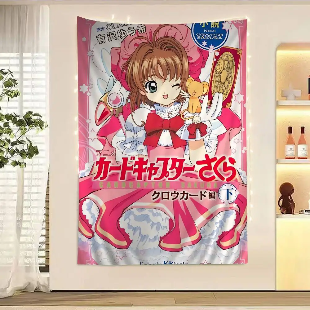 Japanese Anime C-Card C-Captor Hanging Bohemian Tapestry Hanging Tarot Hippie Wall Rugs Dorm Japanese Tapestry