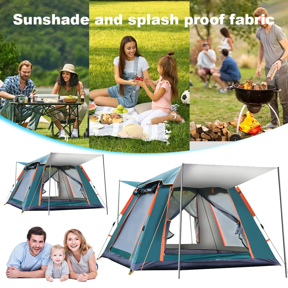 Automatic Quick Open Tent with Canopy Automatic Camping Tent Sun-Protection Portable Hexagonal Tent for Family 3-4/4-6 People