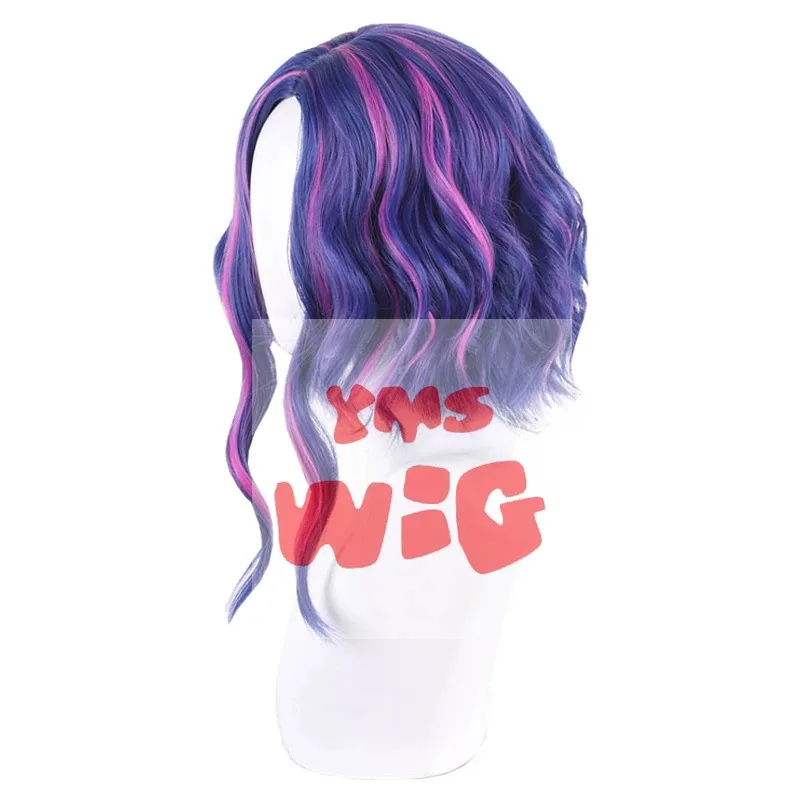 

qa156YMS парик синтетические волосы Леди Наган косплей аниме 45 см длинные синие смешанные фиолетовые 60 см парики с хвостиком термостойкие