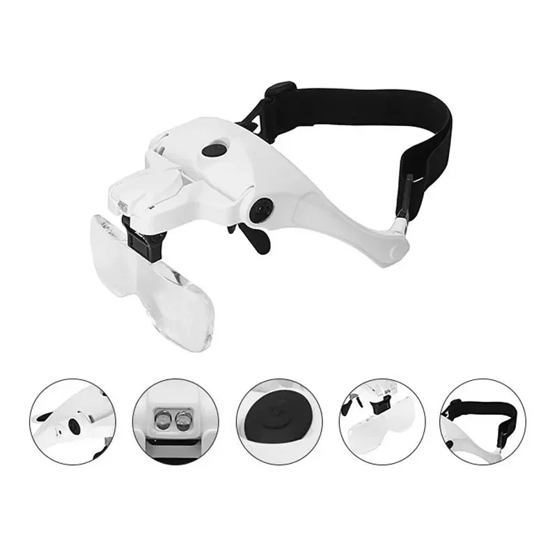 

1.5x 2x 2.5x 3.5x USB Rechargeable Lighting Reading Magnifying Glasses Repairing Magnifier with LED Lights Interchangeable Lens