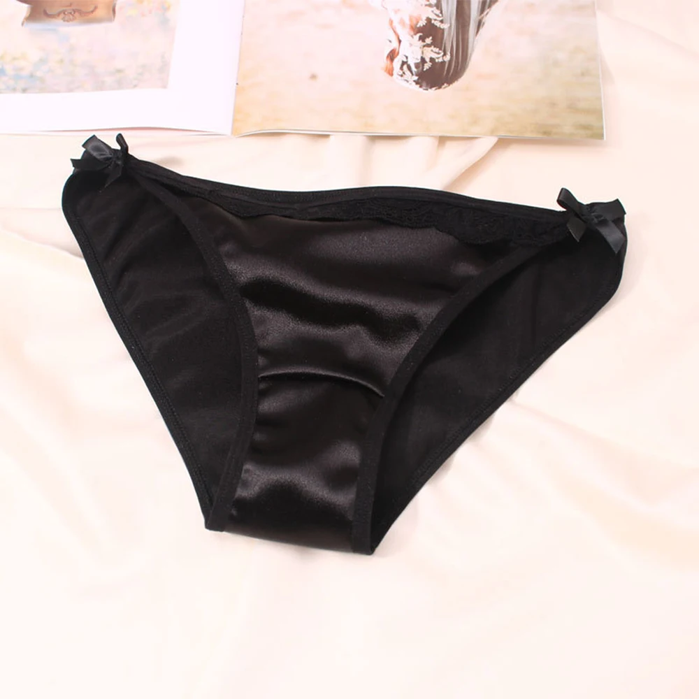 Culotte Sexy en Satin Soyeux avec Nministériels d pour Femme, String Doux, Vêtements de Nuit Confortables, Lingerie, Sous-Vêtements, Taille Basse