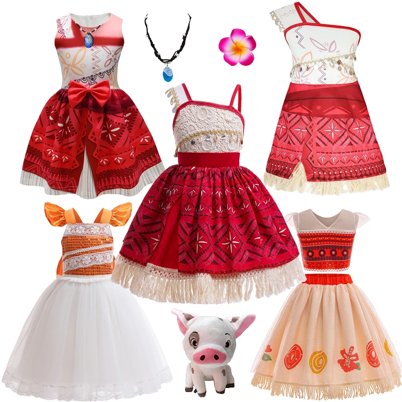 Movie Moana 2 Dress Christmas Girl Moana Princess Dress Cosplay Single Shoulder Costume Vestido Kid Birthday Ball Gown Clothes