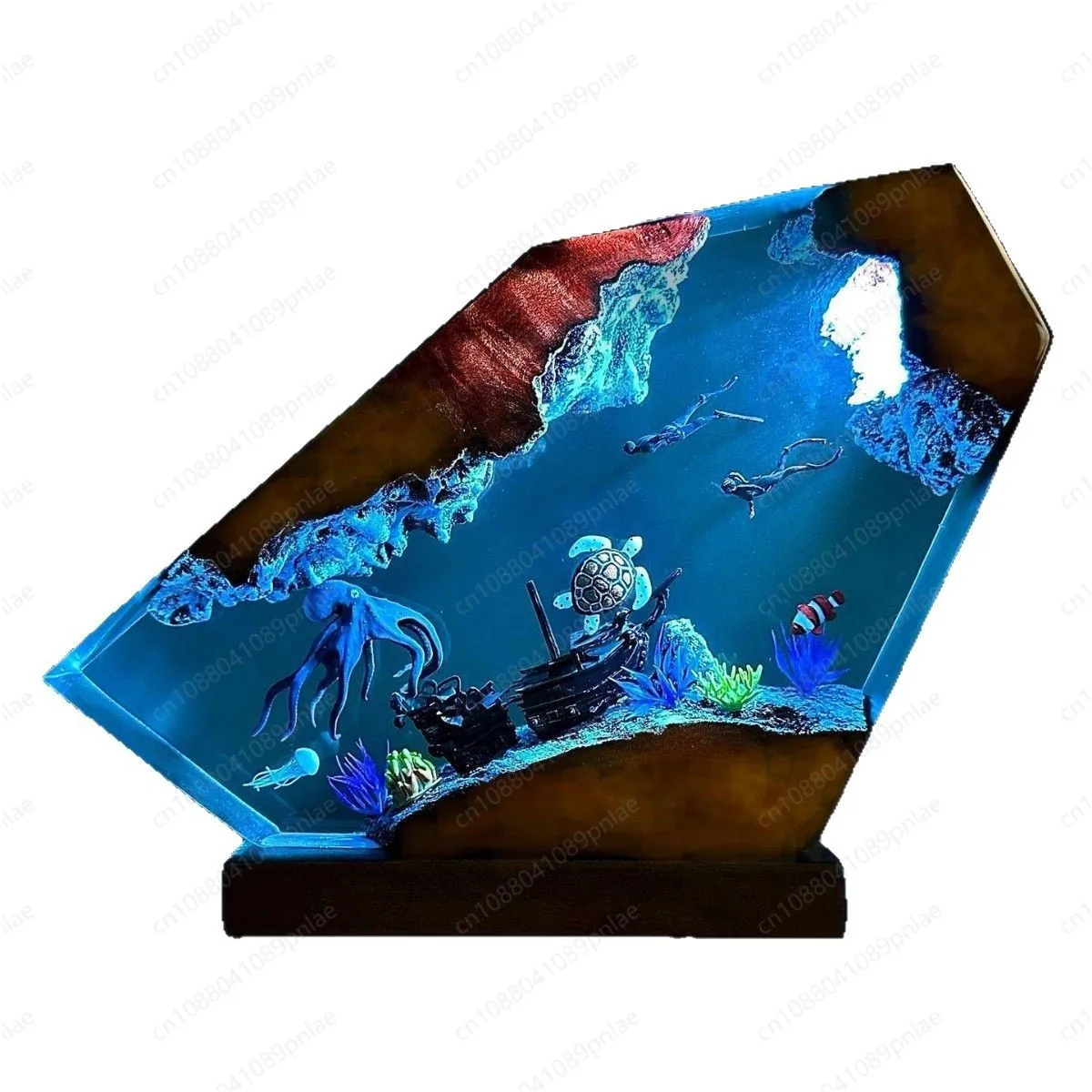 christmas-gift-octopus-turtle-resin-night-light-couple-diver-explore-underwater-decor