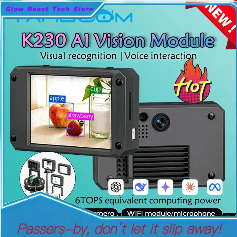 Glow Yahboom K230 AI Módulo 2MP Tela de 2,4 polegadas (opional) Kit de robótica programável com chip Kendryte K230