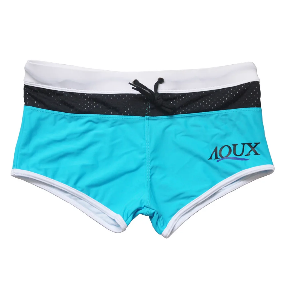 

UXH men's printed drawstring nylon boxer swimming trunks lined with close-fitting fashion beach boxer swimming trunks AQUX