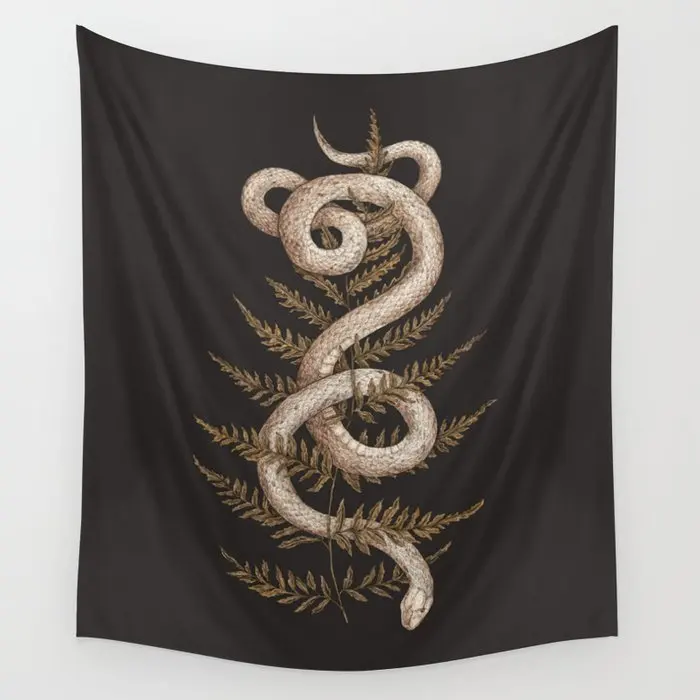 The Snake and Fern Tapestry Wall Hanging Beach Throw Rug Blanket Camping Tent Travel Sleeping Pad Tapestry