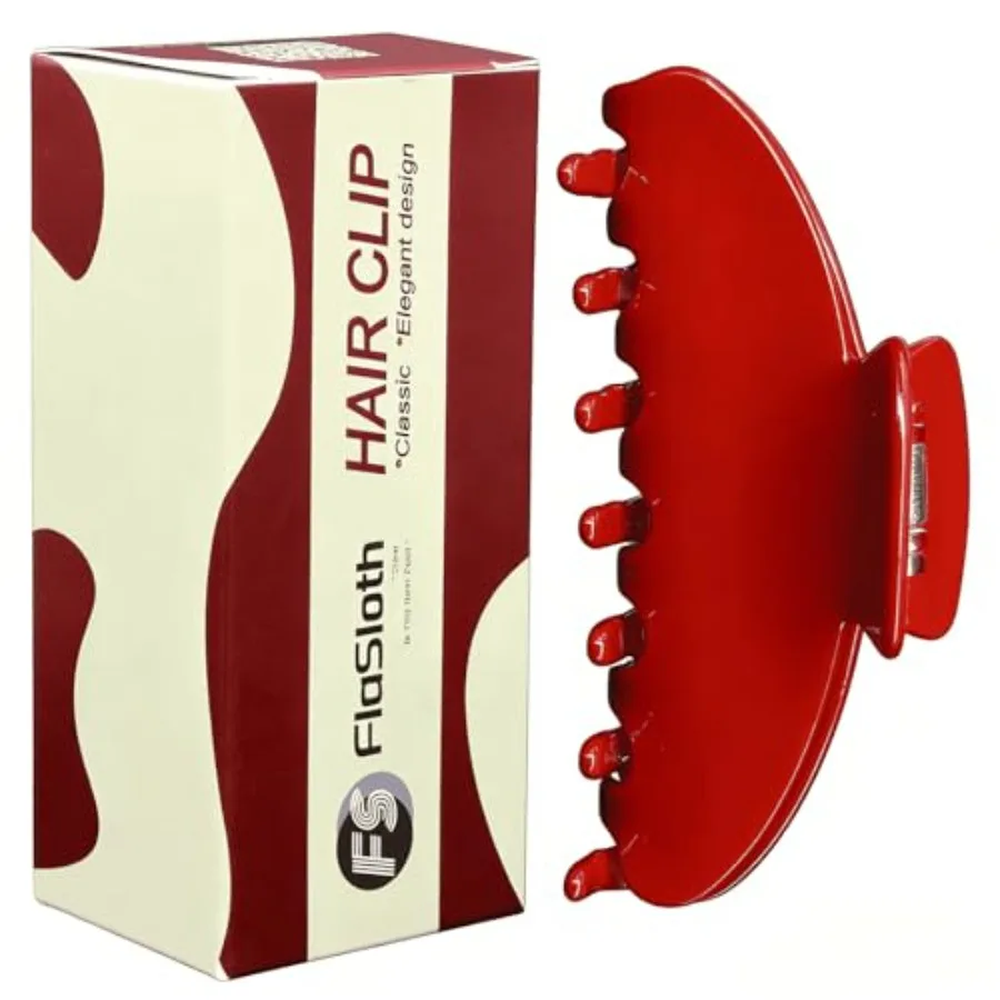 Cherry Red Claw Clip 4 Inch - Premium Acetate Hair Clip for All Hair, Smooth Round Edges No Snag, Gift Ready Luxury Box