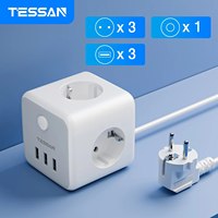 TESSAN USB Power Strip Cube with 3 AC Outlets 3 USB Ports 1.5M Extension Cable Multi Socket Power Adapter with Switch for Home