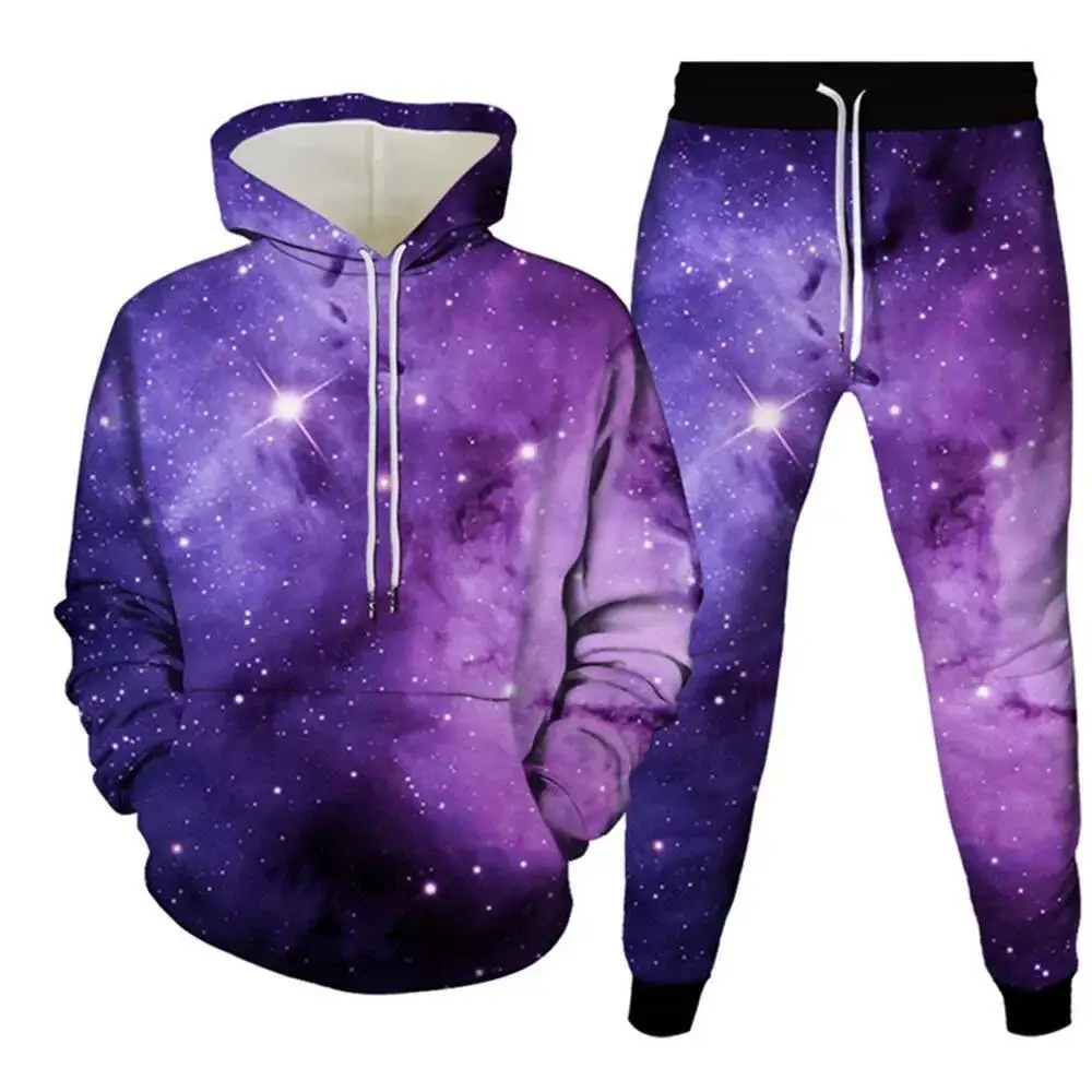 

New Universe Galaxy Planets 3D Print Hoodies Pant Sets Men Hooded Sweatshirts Sweatpants Two Piece Suits Tracksuit Man Clothing