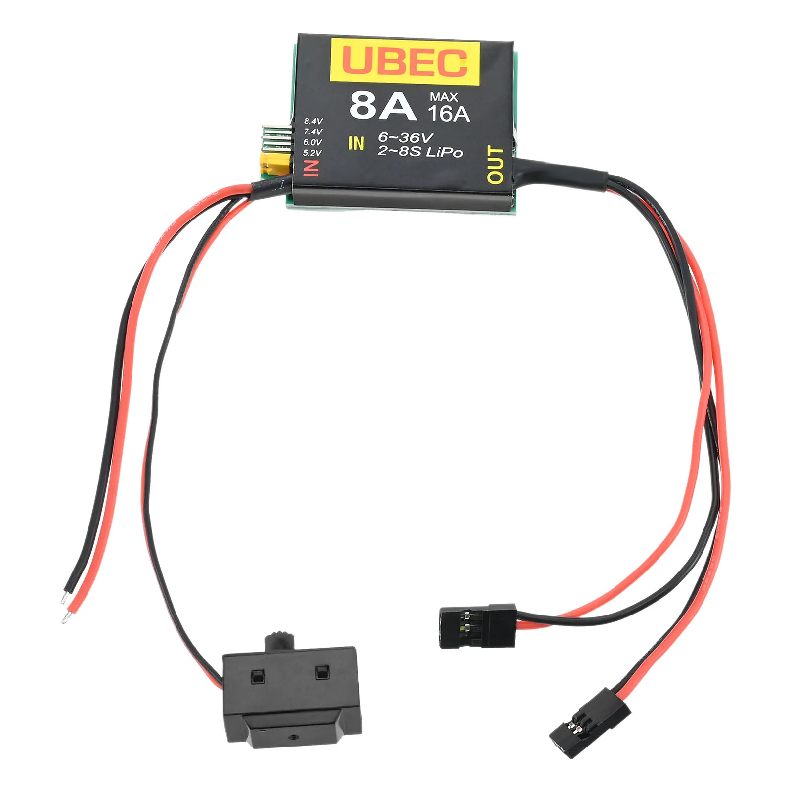 

2-8S UBEC-8A BEC 5.2/6.0/7.4/8.4V Servo Independent Power Supply with Status LED for RC Car Drone Robot Power Switch Replacement