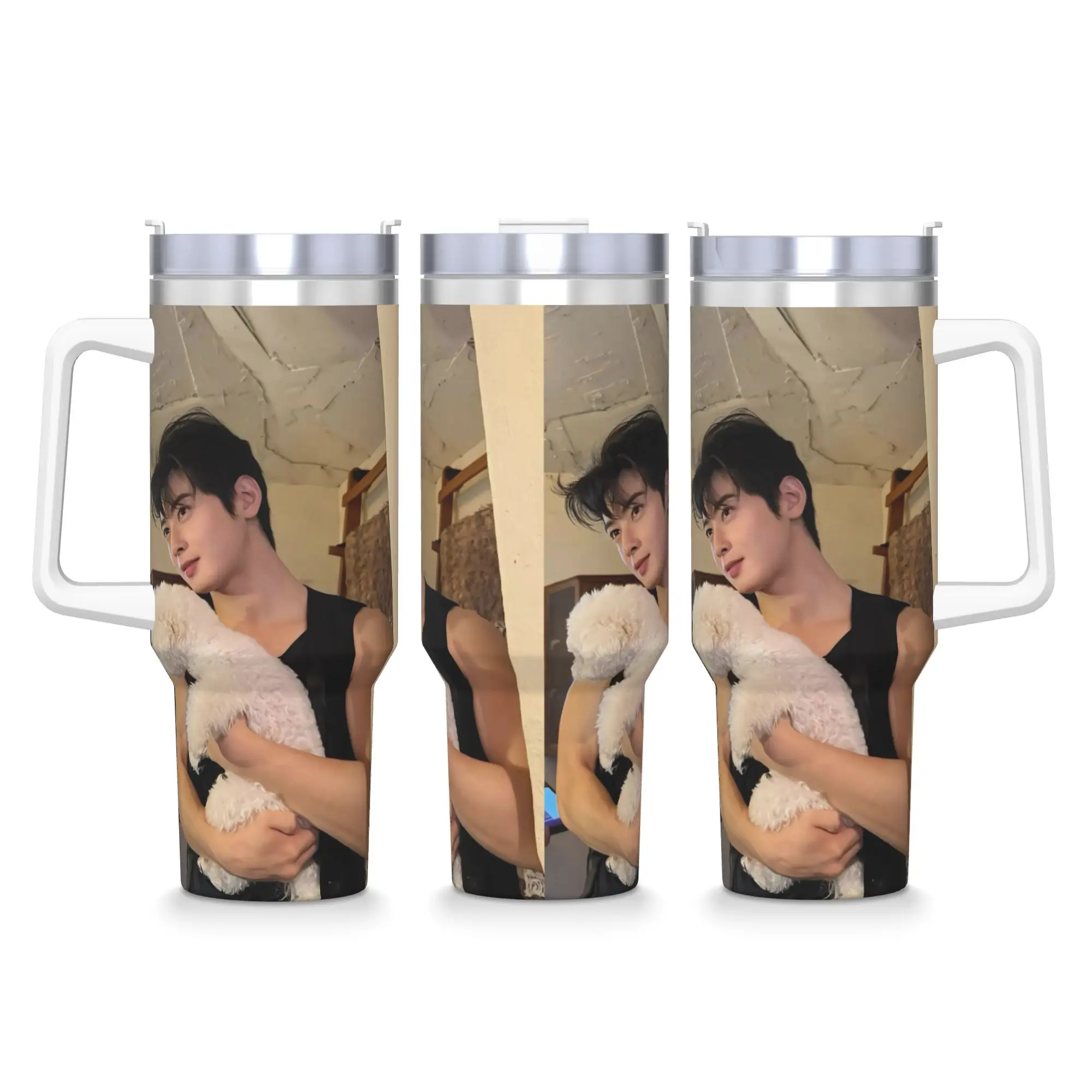 

Cha Eun Woo Stainless Steel Tumbler Beach Thermal Cups With Straws and Lid Large Capacity Mugs Cup Cold and Hot Water Bottle