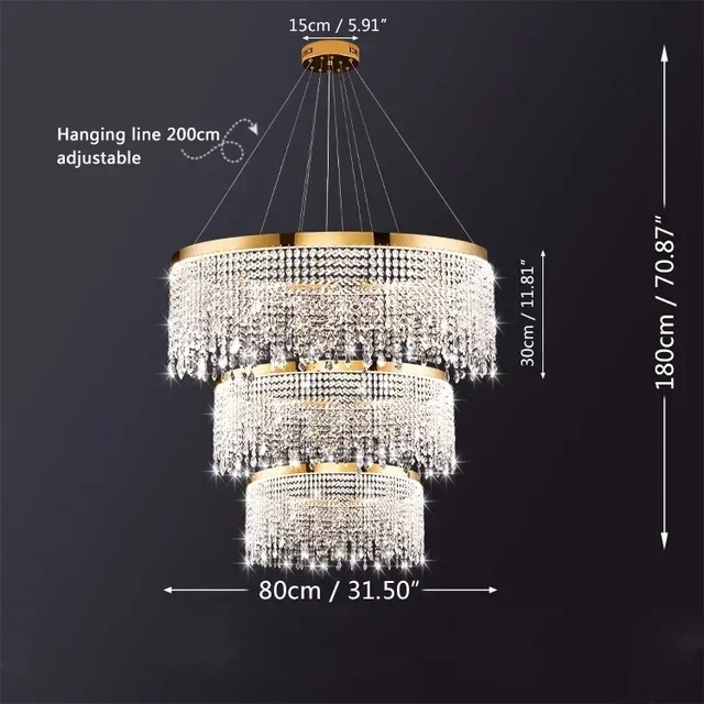 TAONUANSHU Kristall Hängen Kronleuchter Ring Beleuchtung Nordic Esstisch Luxus Gold Led Kreis Decke Anhänger Licht Glanz Wohnkultur 8