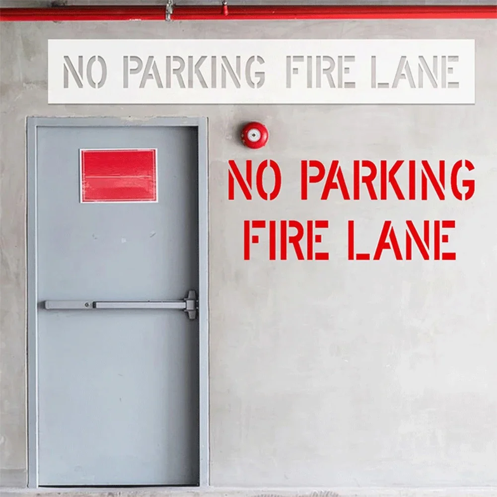 No Parking Fire Lane Stencil for Asphalt Concrete Pavement Foldable for Efficient Use in Parking Lot Safety Markings