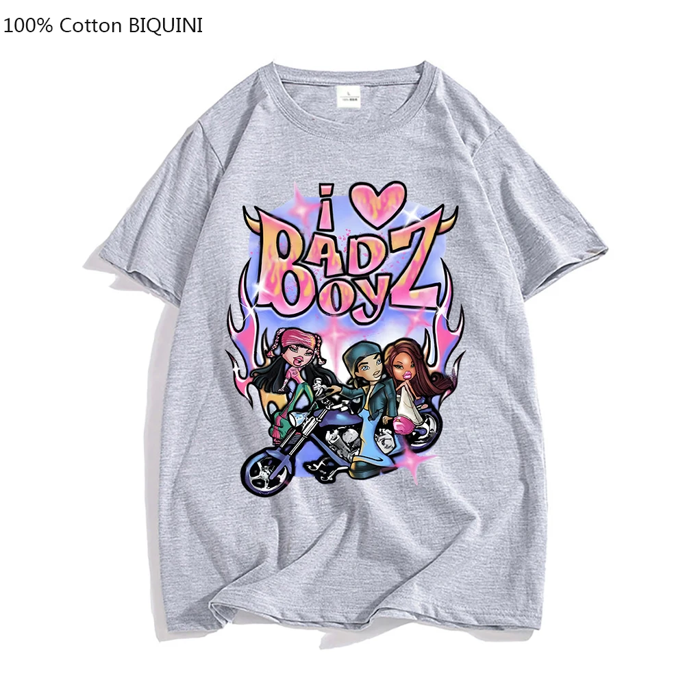 Bratz T Shirt Women/Men Cartoon Print Harajuku T-shirt 100% Cotton Pink Tops 2022 Summer Girls Fashion Short Sleeved Tees Bratzs