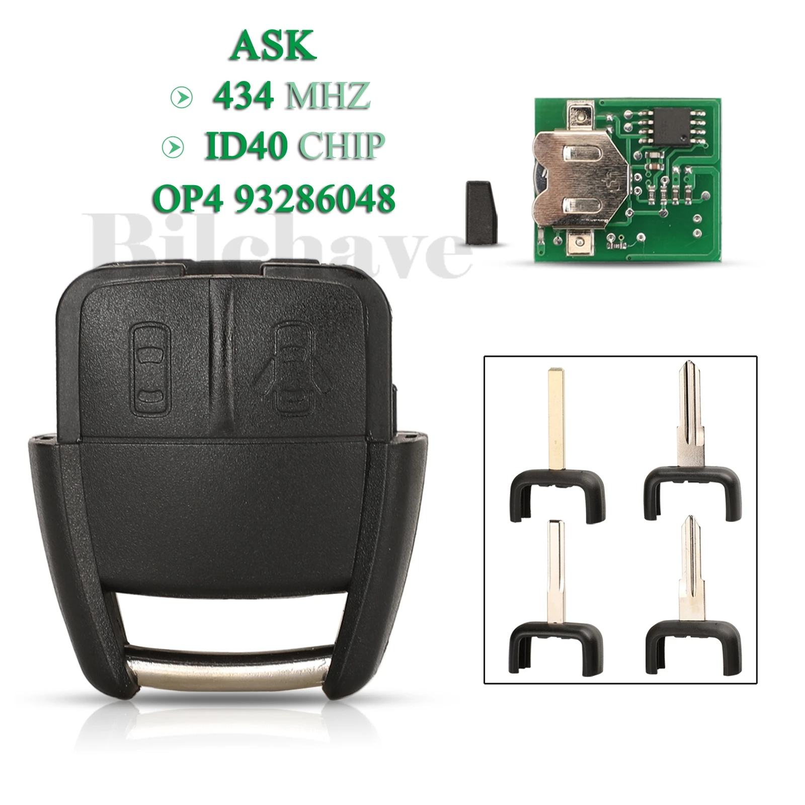 jingyuqin 2 Buttons OP4 93286048 For Opel Astra 2002-2008 Smart Remote Car Key ASK 434MHz ID40 Chip Fob Replacement