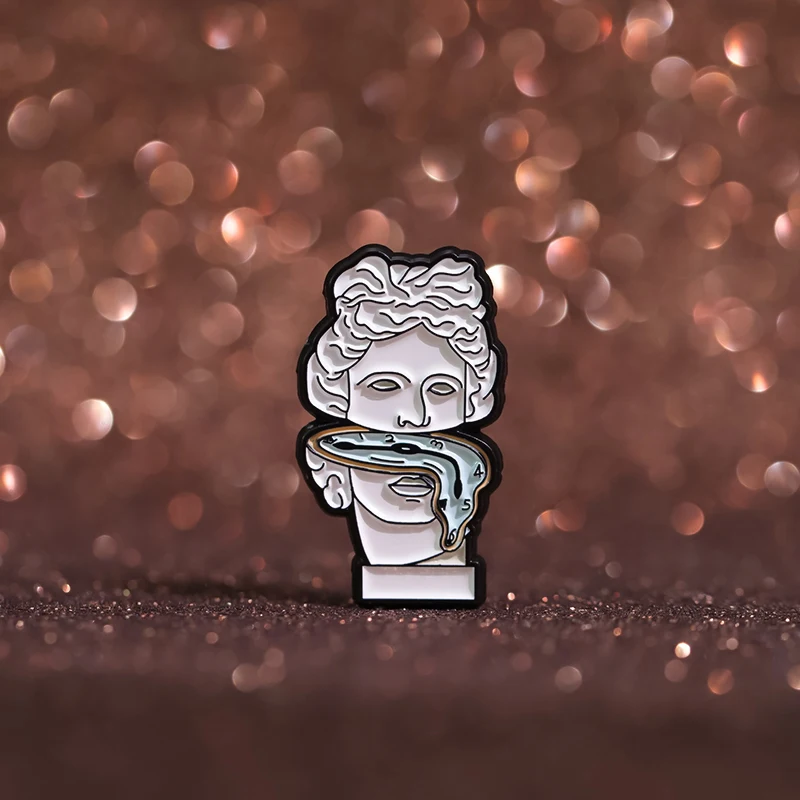 Van Gogh Plaster Statue Enamel Pins Custom Sculpture Art Brooches Lapel Badges Funny Jewelry Gift for Kids Friends